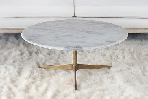 CT320 - Round Marble Coffee Table W/Brass Tripod Base
