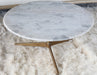 CT320 - Round Marble Coffee Table W/Brass Tripod Base