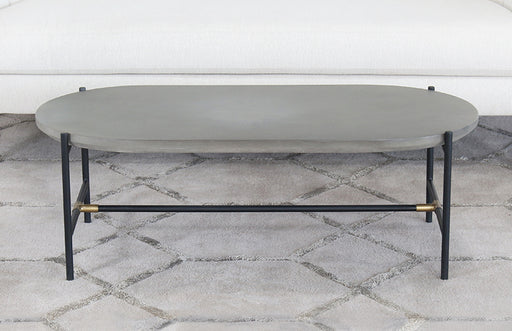 CT321 - Iron Coffee Table With Brass Accents & Concrete Top