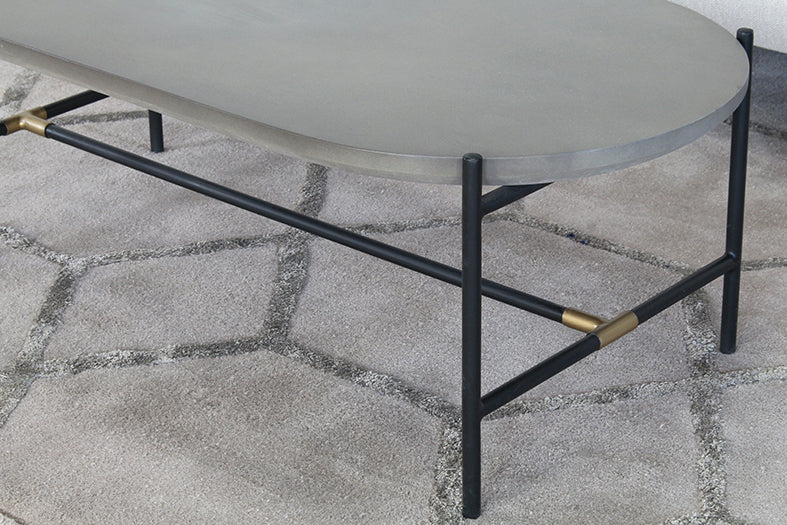 CT321 - Iron Coffee Table With Brass Accents & Concrete Top