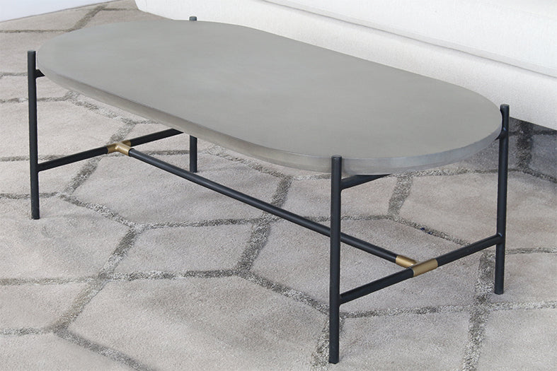 CT321 - Iron Coffee Table With Brass Accents & Concrete Top