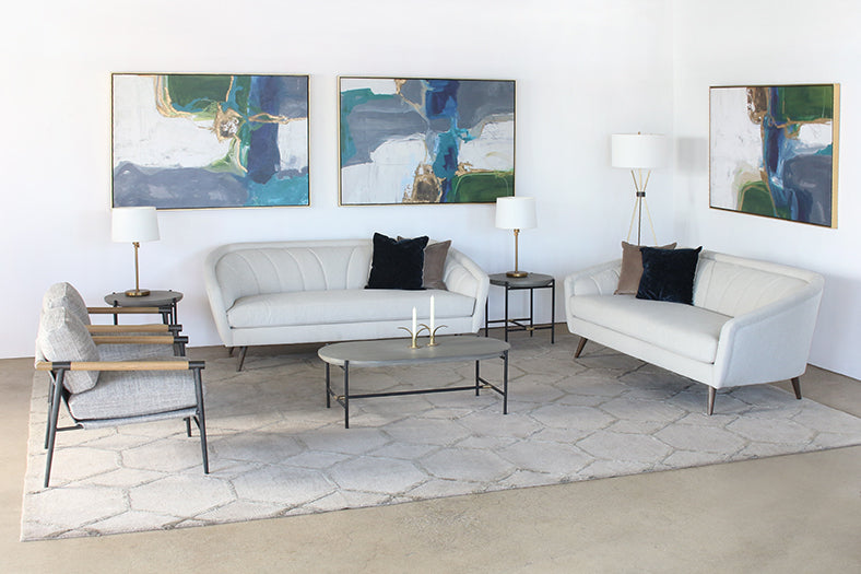 ET494 - Iron End Table W/Brass Accents & Concrete Top