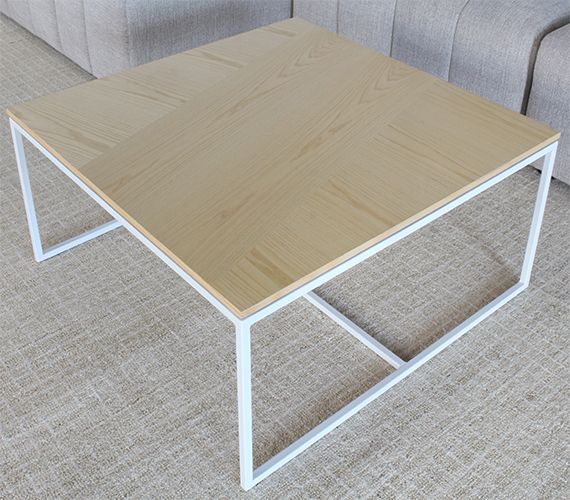 Blonde Top With White Base Square Coffee Table