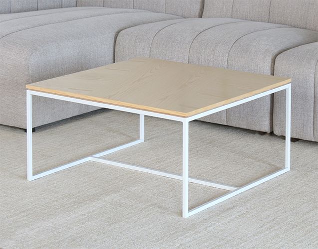 Blonde Top With White Base Square Coffee Table