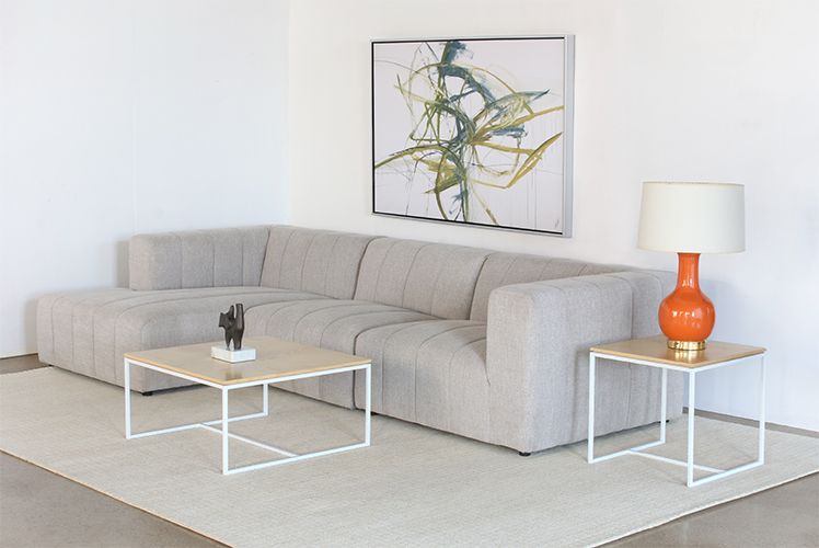 Blonde Top With White Base Square Coffee Table