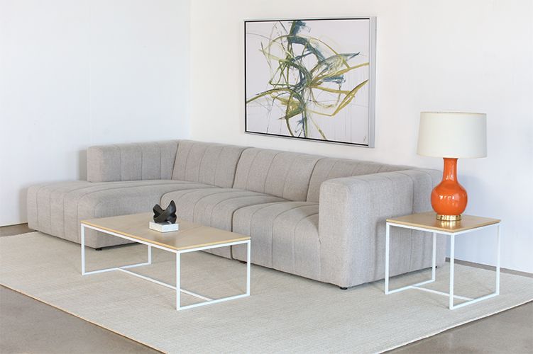 Blonde Wood Top With White Base Coffee Table