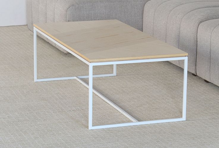 Blonde Wood Top With White Base Coffee Table