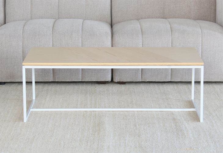 Blonde Wood Top With White Base Coffee Table