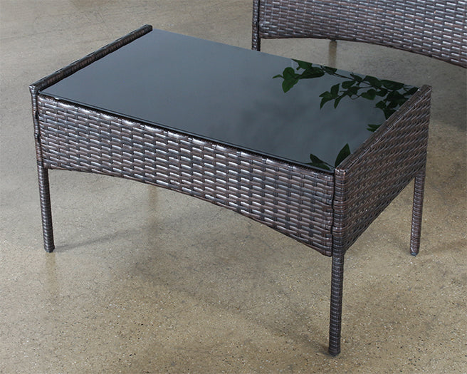 CT337 - Dark Wicker Coffee Table With Glass Top