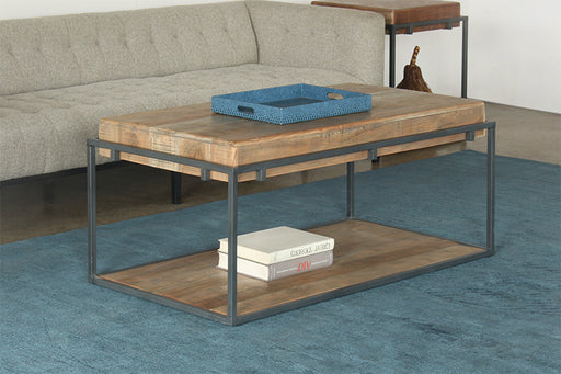 CT339 - Acacia Wood Coffee Table With Iron Leg Frame