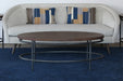 CT340 - Oval Brown Mango Top Coffee Table With Iron Legs
