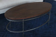 CT340 - Oval Brown Mango Top Coffee Table With Iron Legs