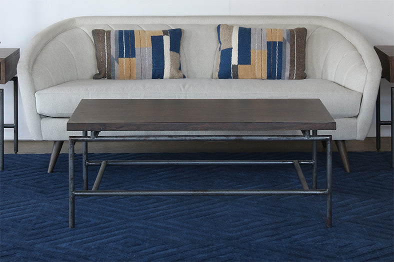 CT341 - Brown Mango Top Coffee Table With Iron Legs 