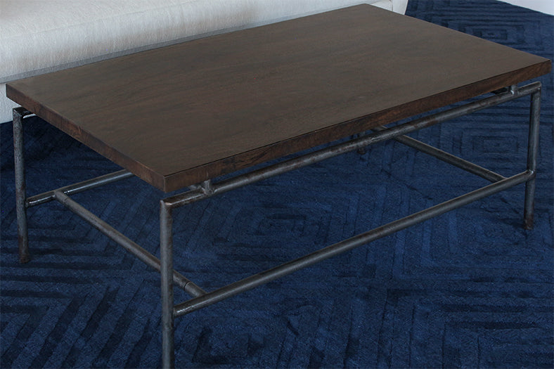 CT341 - Brown Mango Top Coffee Table With Iron Legs 