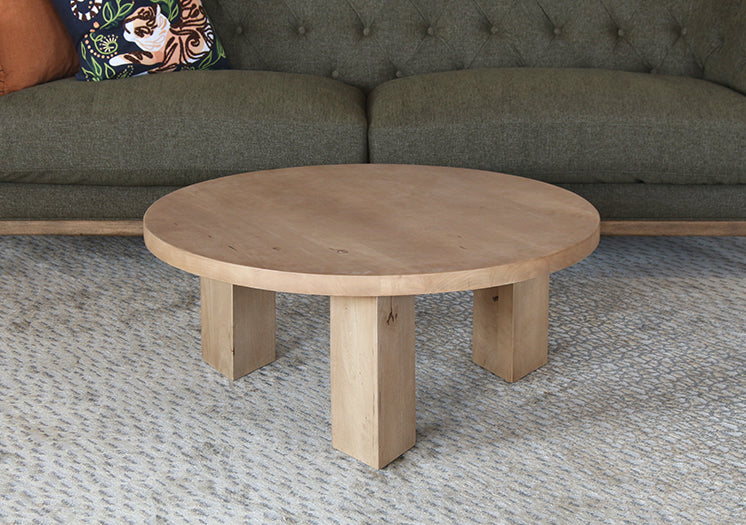 Round Parawood Tri-Pedestal Coffee Table