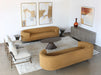 CT349 - Brown Oval Coffee Table On Tapered Pedestal Base