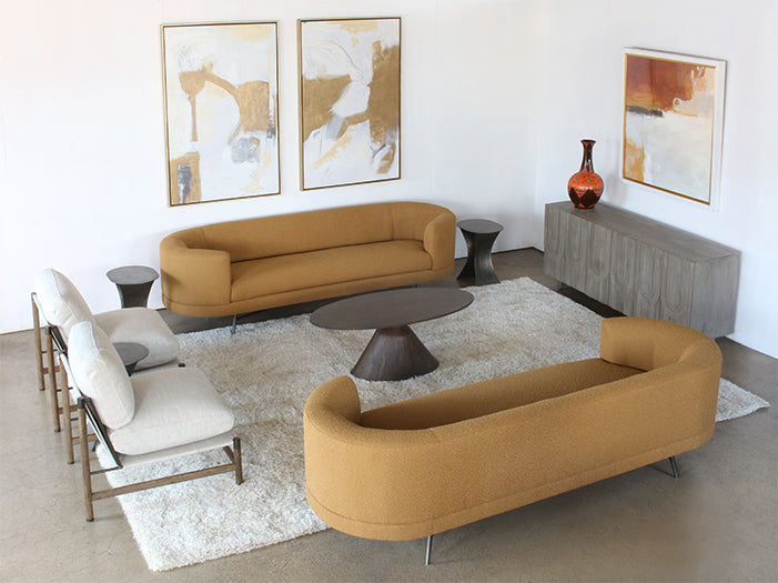 CT349 - Brown Oval Coffee Table On Tapered Pedestal Base
