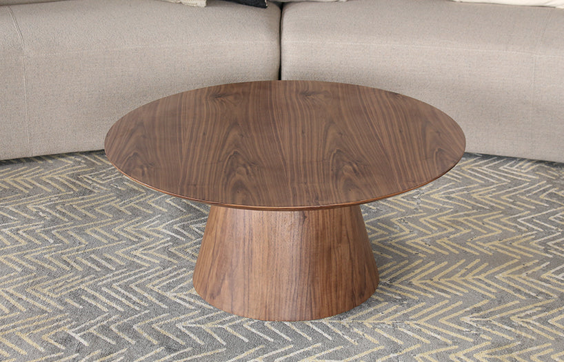 Walnut Veneer Pedestal Coffee Table
