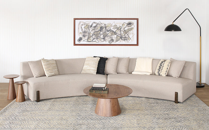 Walnut Veneer Pedestal Coffee Table