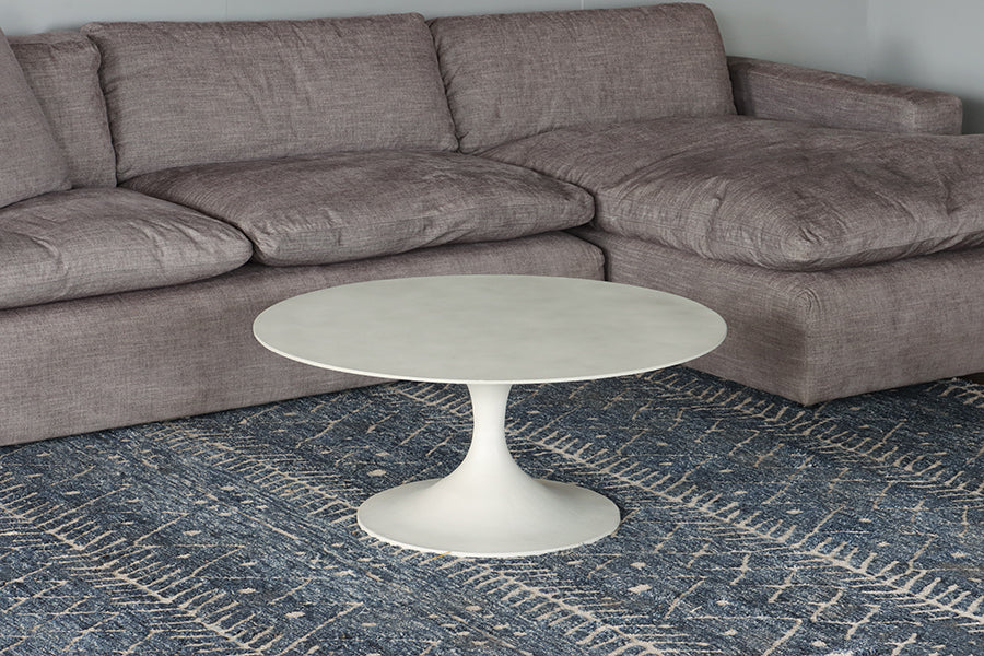 Matte Grey Sculptural Round Coffee Table