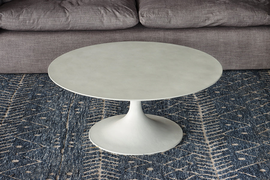 Matte Grey Sculptural Round Coffee Table