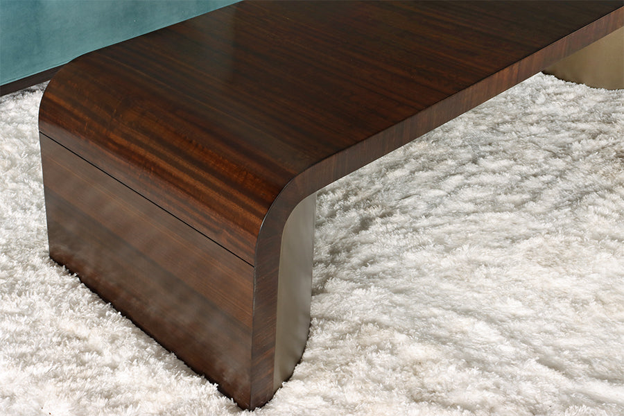 Dark Eucalyptus Wood and Bronze Coffee Table