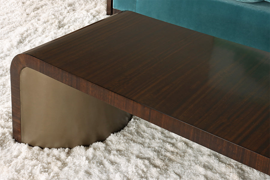 Dark Eucalyptus Wood and Bronze Coffee Table