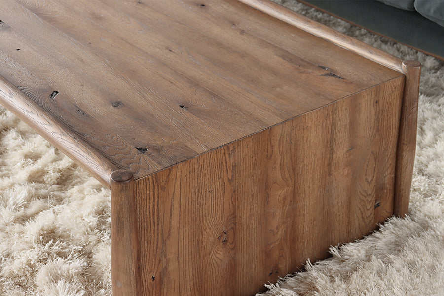 Weathered Oak Modern Waterfall Coffee Table