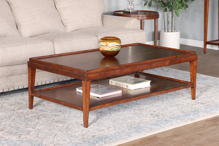 Coffee Table with Raised Edge and Undershelf