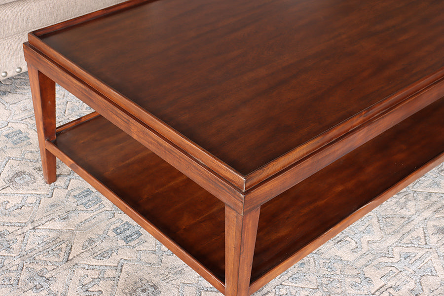 Coffee Table with Raised Edge and Undershelf