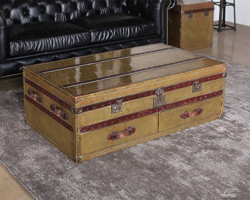 CT72 Vintage Brass Trunk Coffee Table 