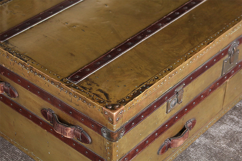 CT72 Vintage Brass Trunk Coffee Table 