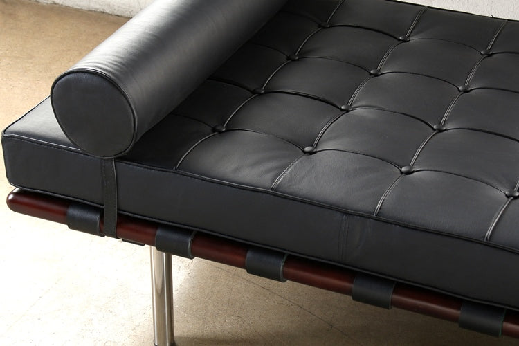 Black Leather Barcelona Style Daybed