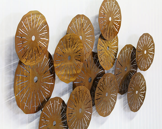Multiple Brass Discs Wall Sculpture - Cleared Decor