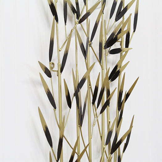 Black And Brass Bamboo Reeds Wall Sculpture - Cleared Decor