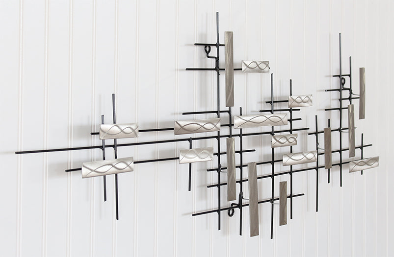 Ground Steel Abstract Grid Wall Sculpture - Cleared Decor