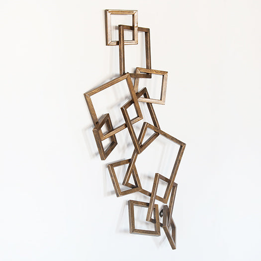 Brass Squared Wall Sculpture- Cleared Decor