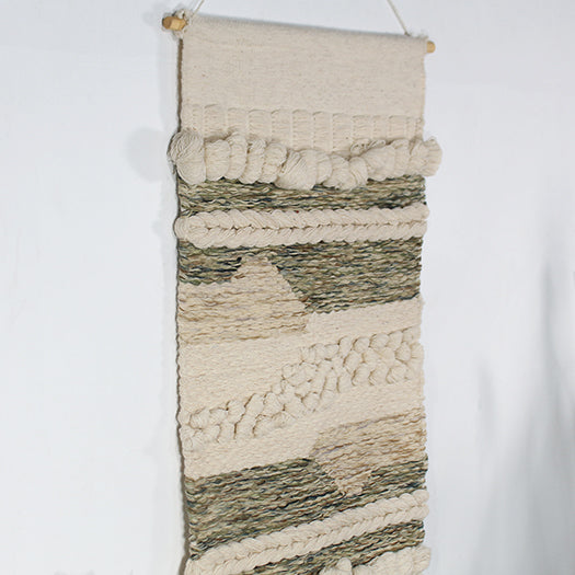 DECOR43 - Chunky Olive & Cream Wall Hanging 24W X 42H 