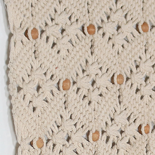 DECOR47 - Cream Macrame With Beads Wall Hanging 29W X 60H