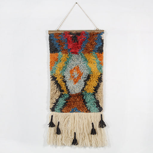 DECOR51 - Hand Knotted Multi-Colored Wall Hanging 17W X 23H