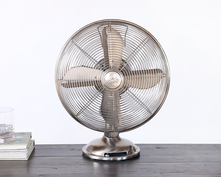 Vintage Stainless Steel Industrial Table Fan — Bridge Furniture & Props NY