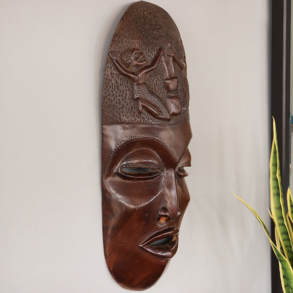 Wooden Tribal Mask Wall Art