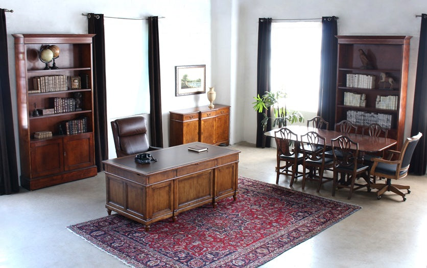 SB44 Yew Wood Breakfront Console Cabinet, Circa 1960 