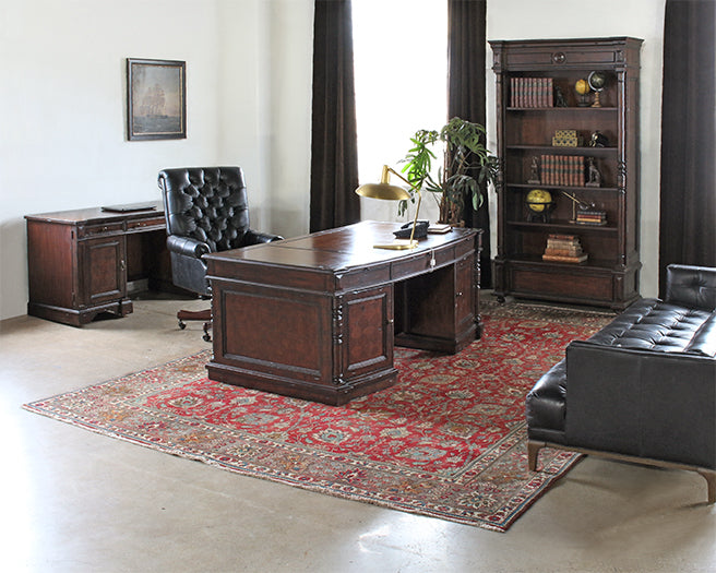 DK106 Mahogany Partners Desk with Leather Top 