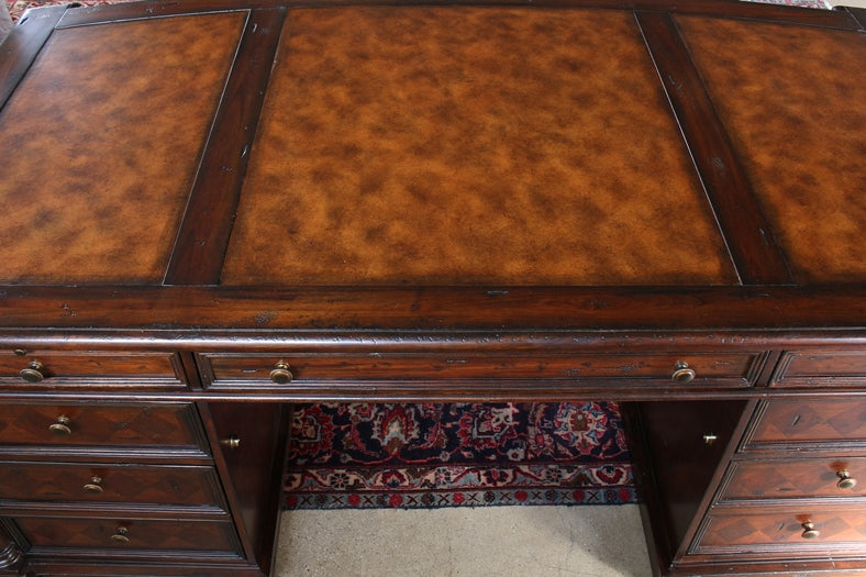 DK106 Mahogany Partners Desk with Leather Top 