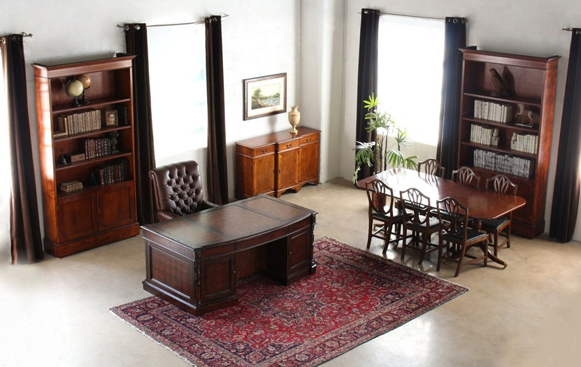 DK106 Mahogany Partners Desk with Leather Top 