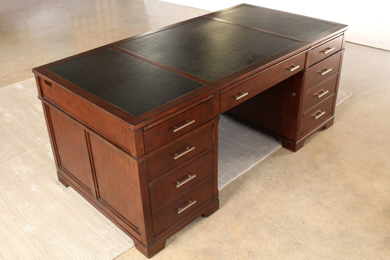 DK108 Dark Wood Executive Desk with Leather Top
