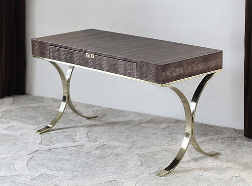 DK114 Crocodile Embossed Leather Desk with Brass Legs