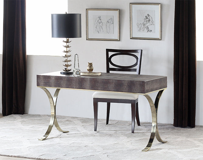 DK114 Crocodile Embossed Leather Desk with Brass Legs