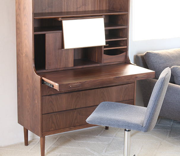 Barrister Desk with Hutch in American Walnut